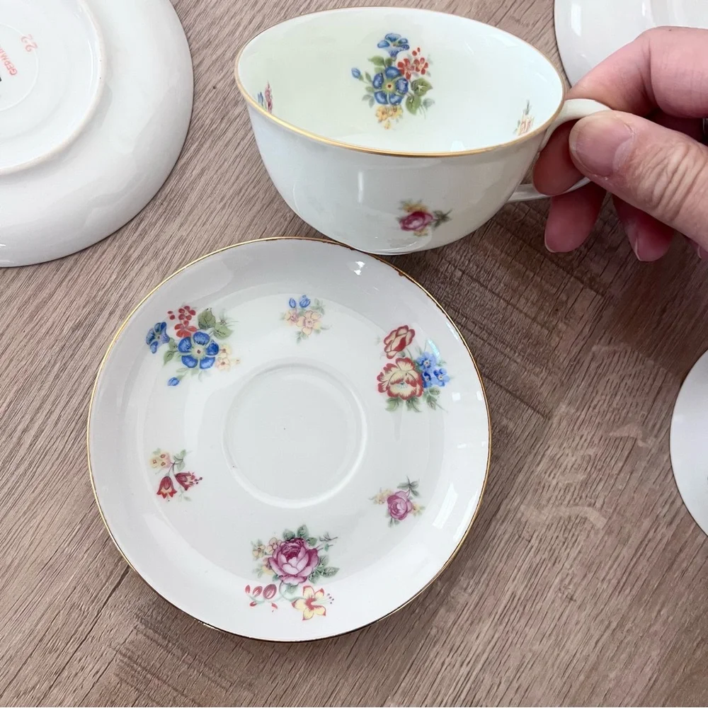13 PCs Johann Haviland Bavaria Tea set Teapot Creamer Sugar Bowl Teacups Saucers